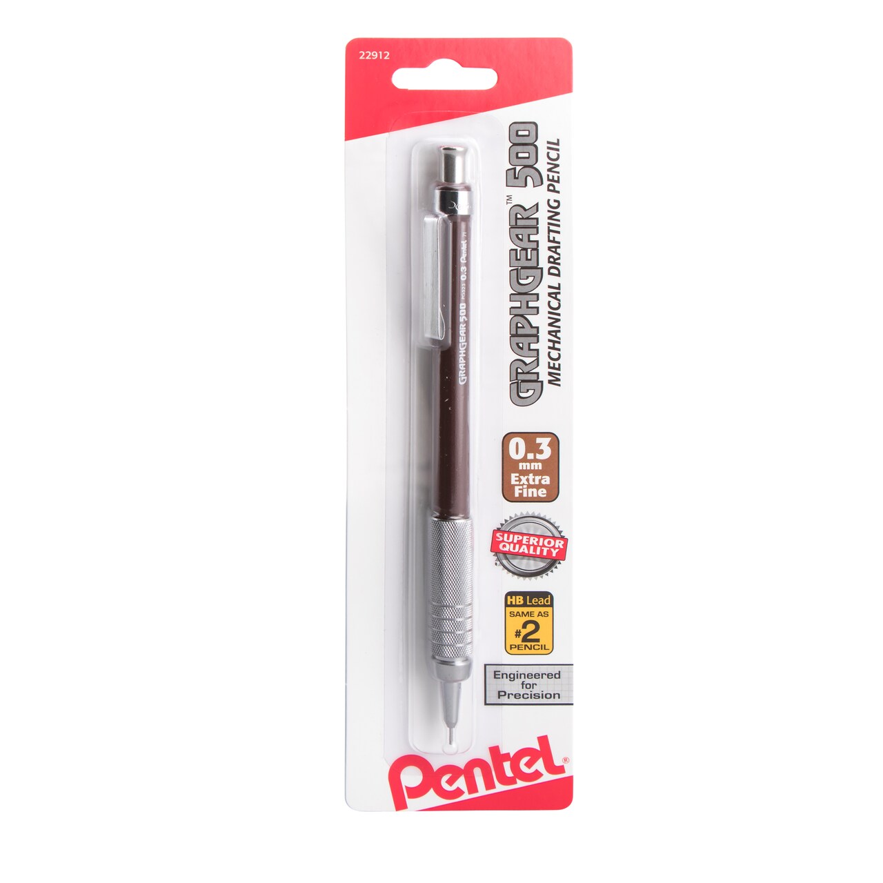Pentel GraphGear 500 Drafting Pencil .3mm, Brown, Carded Packaging